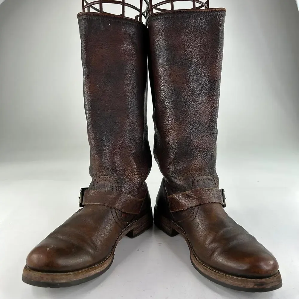 FRYE Veronica Slouch Women's Tall Boot US 7.5 B Leather Engineer Moto Boots - Picture 6 of 14